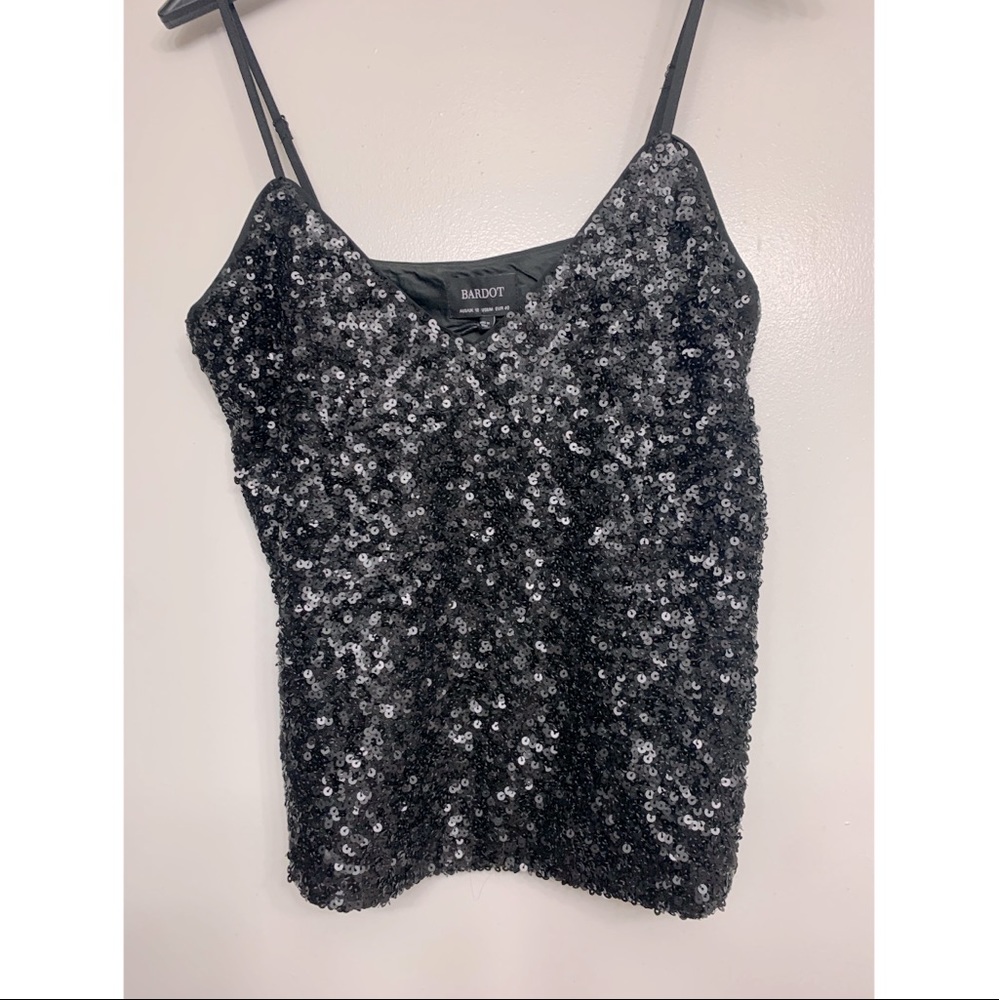 NWT BARDOT black sequin camisole
